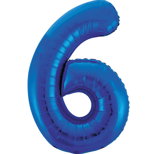 34 Inch Blue Number 6 Foil Balloon