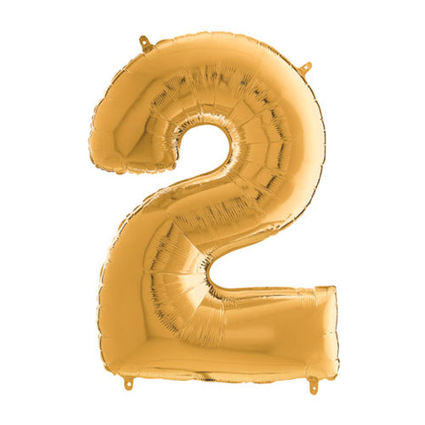 26 Inch Metallic Gold Number 2 Foil Balloon