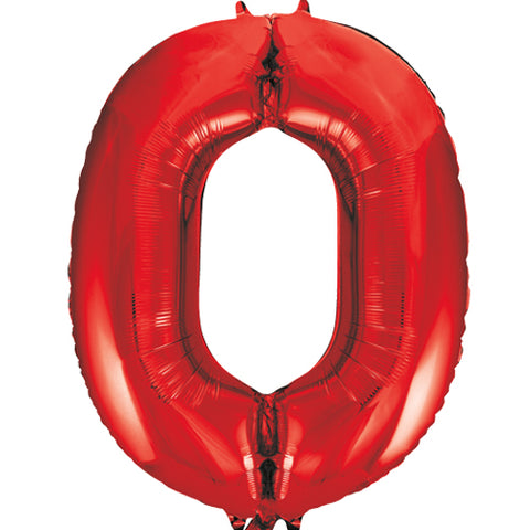 34 Inch Red Number 0 Foil Balloon