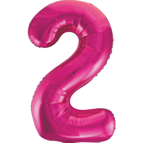 34 Inch Magenta Number 2 Foil Balloon
