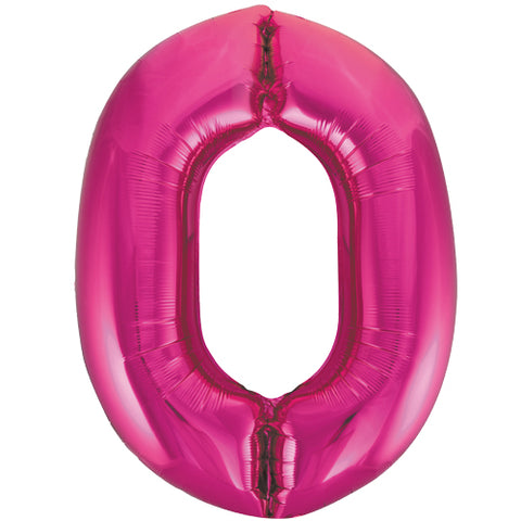 34 Inch Magenta Number 0 Foil Balloon