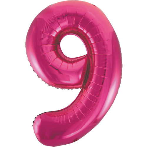 34 Inch Magenta Number 9 Foil Balloon