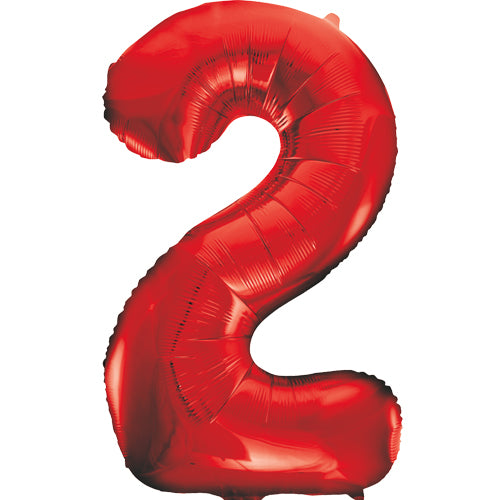 34 Inch Red Number 2 Foil Balloon