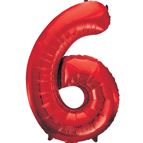 34 Inch Red Number 6 Foil Balloon