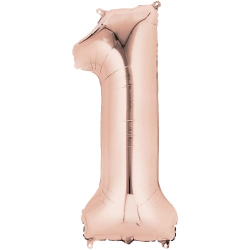 34 Inch Rose Gold (Pink) Number 1 Foil Balloon