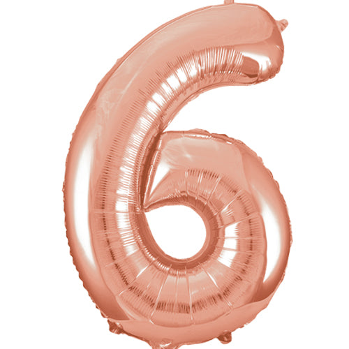 34 Inch Rose Gold (Gold) Number 6 Foil Balloon