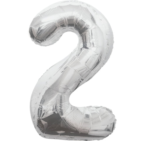 34 Inch Silver Number 2 Foil Balloon