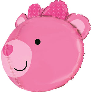 27 Inch 3D Baby Girl Bear Head Supershape Balloon