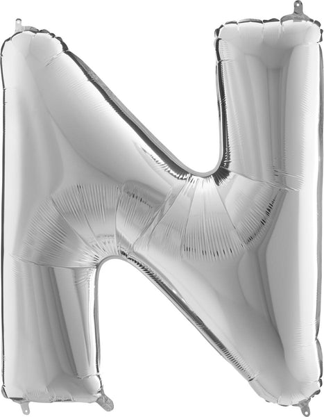 40 Inch Silver Letter N Foil Balloon