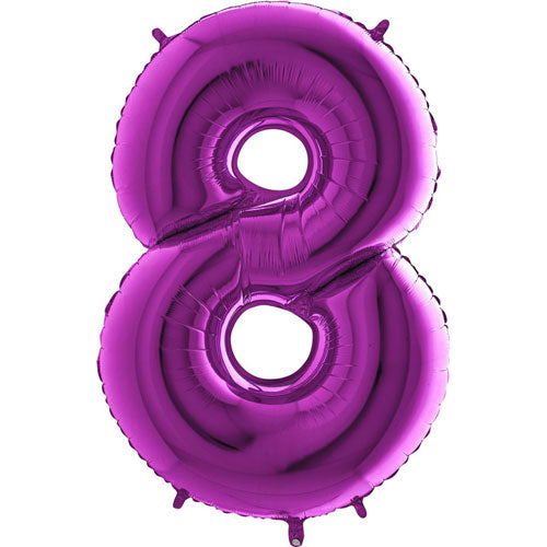40 Inch Purple Number 8 Foil Balloon