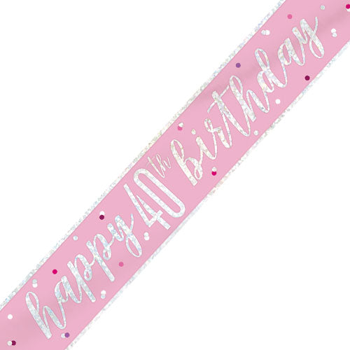 40th Birthday Glitz Pink Foil Banner