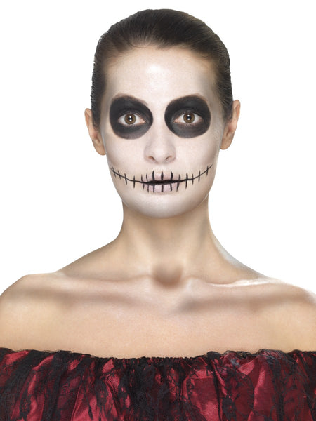 Red & Black Day of the Dead Face Tattoo Transfers Kit