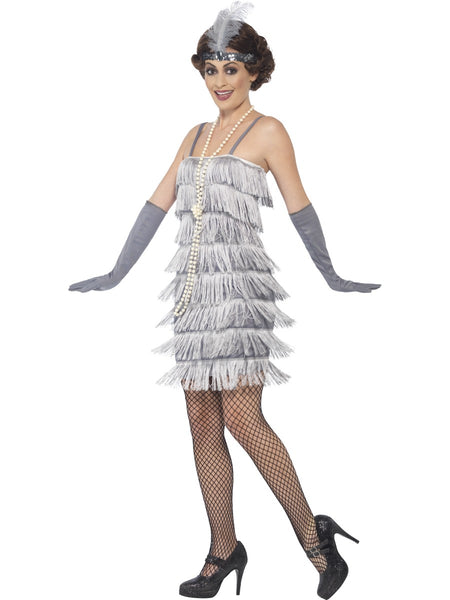 Short Silver Flapper Costume