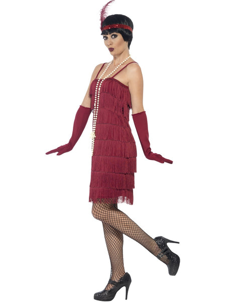 Short Burgundy Flapper Costume