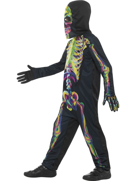 Child's Multicoloured Glowing Skeleton Costume