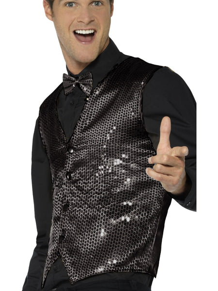 Black Sequin Waistcoat