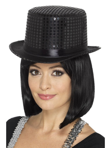 Black Sequin Top Hat