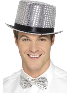 Silver Sequin Top Hat