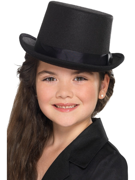 Unisex Kid's Black Top Hat