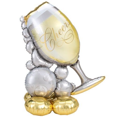 Air-filled Cheers Bubbly Wine Glass Balloon Decoration