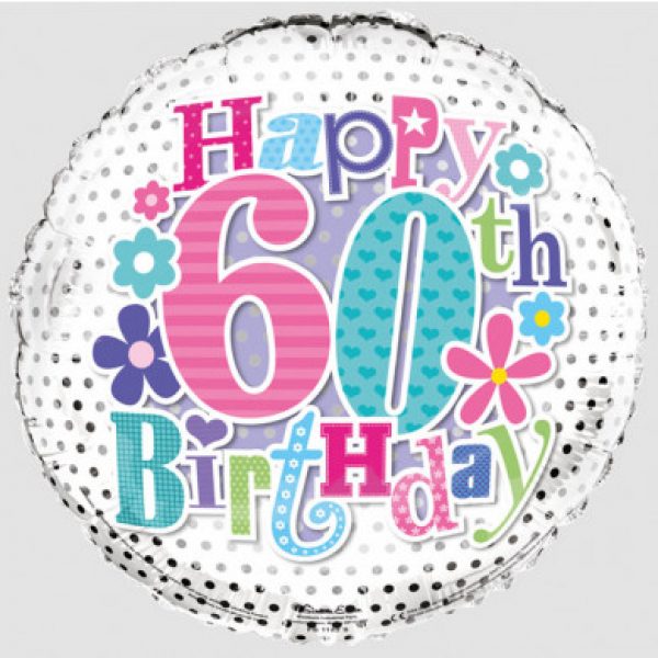 18 Inch 60th Birthday Flowers Foil Balloon