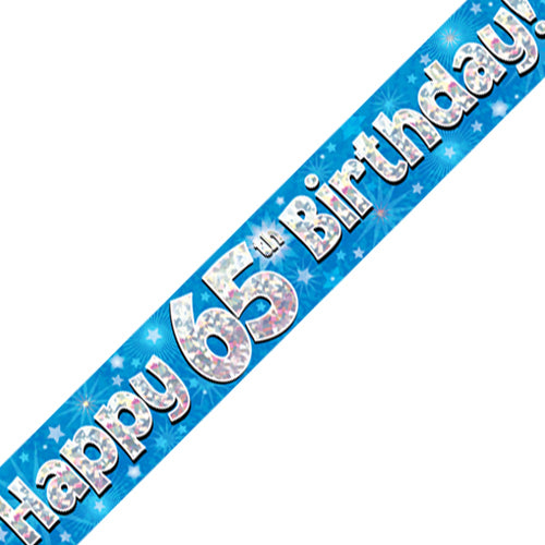 65th Birthday Blue Foil Banner