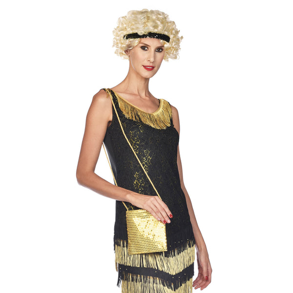 Gold Sequin Flapper Handbag