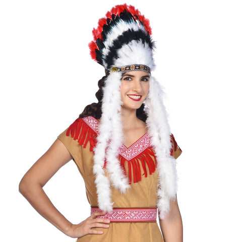 Black and White Indian Cheif Headdress