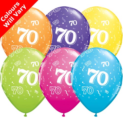 Tropical Assortment 70th Birthday Balloons (6pk)