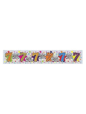 Multicoloured 7th Birthday Foil Banner