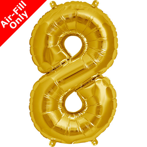 16" Gold Number 8 Foil Balloon