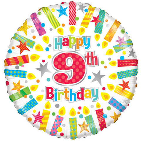 18" 9th Birthday Candles Foil Balloon
