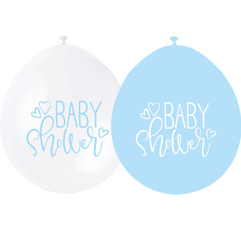Air-fill Blue & White Baby Shower Latex Balloons (10pk)