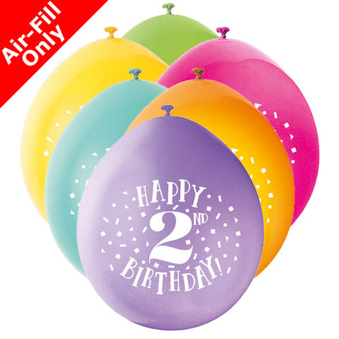2nd Birthday Air-Filled Latex Balloons (10pk)