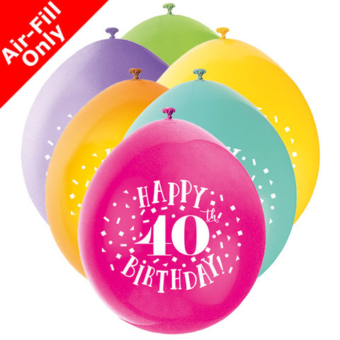 Air-fill 40th Birthday Balloons (10pk)