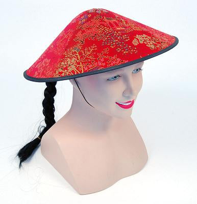 Chinese Coolie Hat with Plait