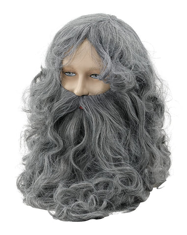 Wavy Grey Wizard Beard & Wig