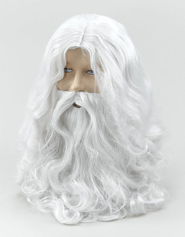 Wavy White Wizard Beard & Wig