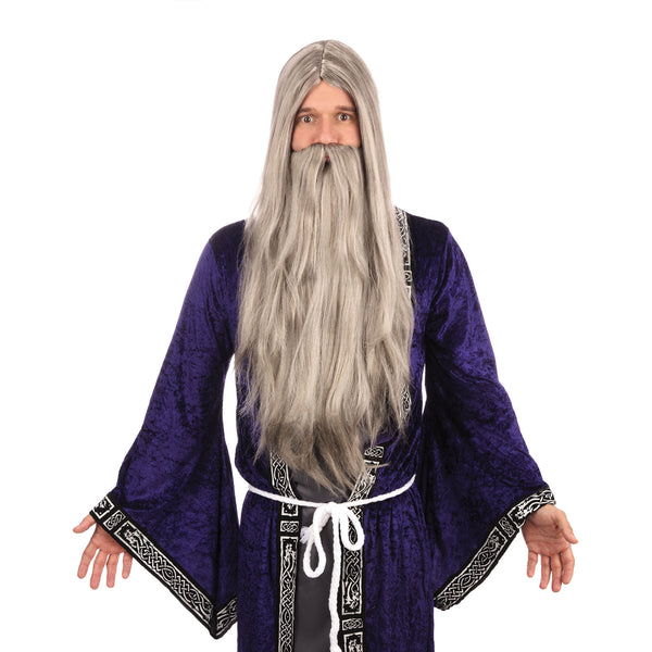 Grey Wizard Long Wig & Beard