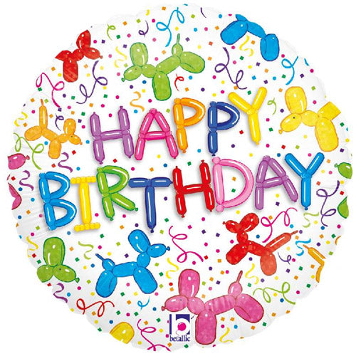18" Happy Birthday Balloon Dog Foil Balloon