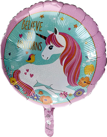 18 Inch Believe in Unicorns Foil Balloon