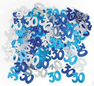 Birthday Glitz 30 Blue Confetti
