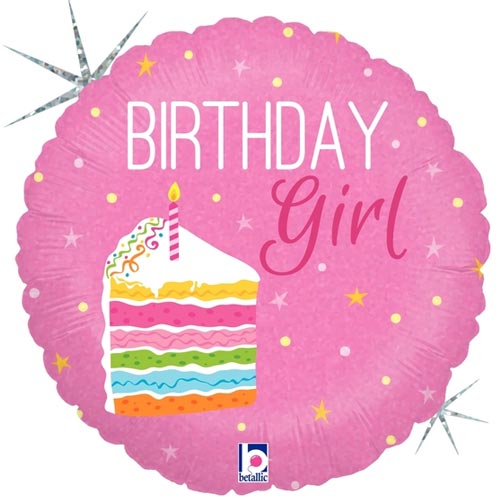 18" Birthday Girl Cake Foil Balloon