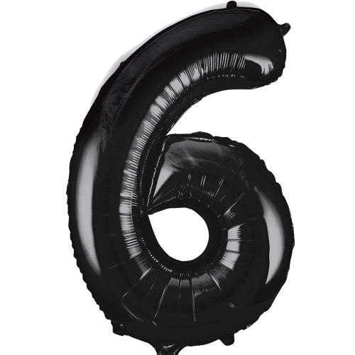 34 Inch Black Number 6 Foil Balloon