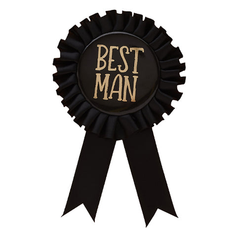 Best Man Black & Gold Rosette Badge