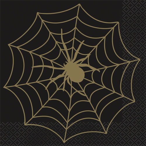 Black and Gold Spider Paper Napkins