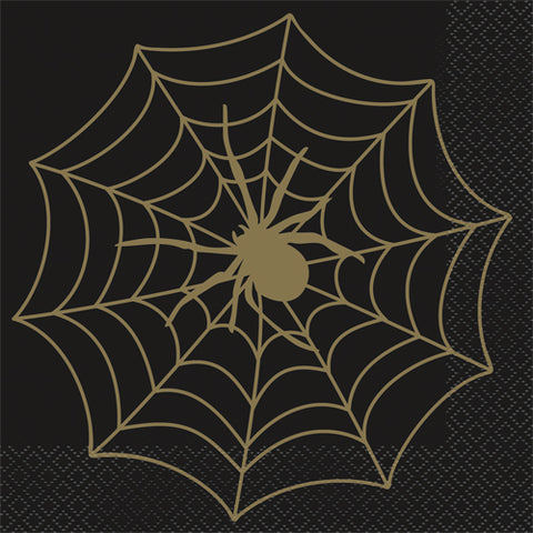 Black and Gold Spider Paper Napkins