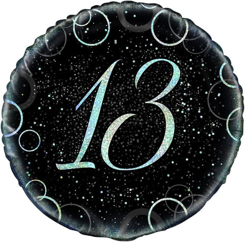 18 Inch Black Happy 13th Birthday Foil Balloon
