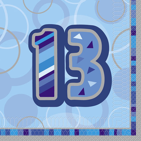 Blue 13th Birthday Napkins
