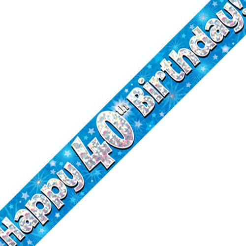 40th Birthday Blue Foil Banner